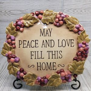 Vineyard Plaque Tan Grape Peace Love Fill This Home Saying Grasslands Road